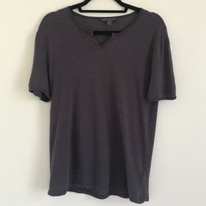 John Varvatos Short Sleeve Striped V-neck Tee